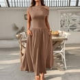 thumbnail image 2 of Youyipin Womens Dresses Summer Off The Shoulder One Short Sleeve Midi Casual Beach Vacation Dress Summer Dresses For Women 2025, 2 of 7