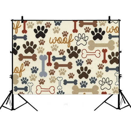 GCKG 7x5ft Dog Paws and Bones Polyester Photography Backdrop Studio Photo Props