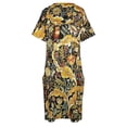 thumbnail image 4 of OWL ON ACANUS-vestido de verano para mujer traje holgado con bolsillos hojas y flores amarillo y marrón falda de graduación, 4 of 6