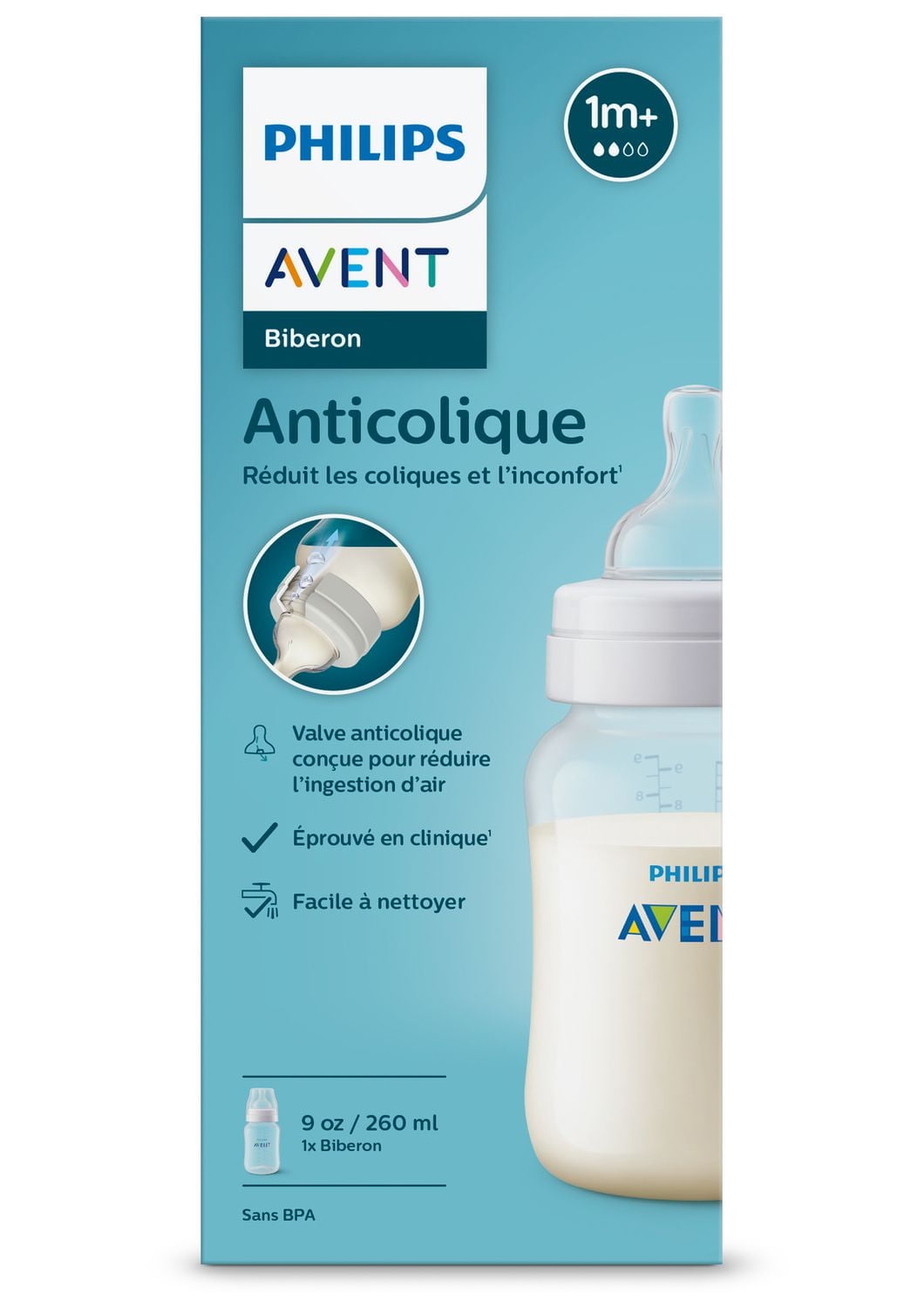 Philips Avent Anti-colic Baby Bottle, 9oz, 1 pack, SCY103/01, 1 pack Baby Bottle 9oz