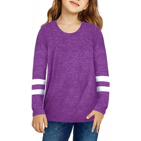 

Kids Girls Casual Crewneck Tunic Tops Long Sleeve Pullover Sweatshirt Casual Loose Blouse T-Shirt