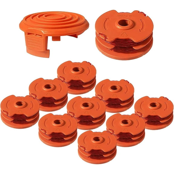 WA0007/50022833 Replacement Line Trimmer Spool for Worx WG105 WG119 WG116 WG183 String Trimmers,16ft 0.065'', 11-Pack (10-Line Spool   1 Cap)