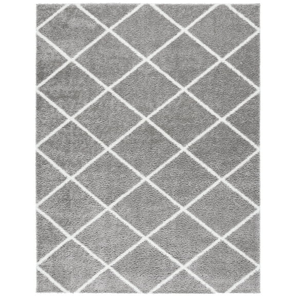 SAFAVIEH Tahoe Elwyn Geometric Shag Area Rug, Grey/White, 9' x 12'