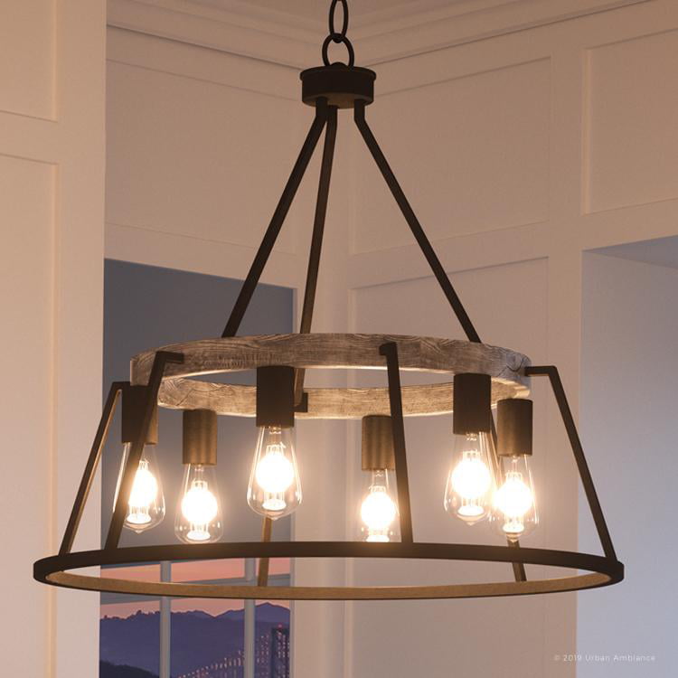 with Transitional Style Elements UHP2780 from The Vegas Collection by Urban Ambiance Midnight Black Finish Luxury Modern Chandelier Large Size: 16-3/8 x 38