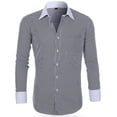 thumbnail image 3 of XDZJLR Chemise Homme Décontractée Business Couleur Unie Col à Revers Manches Longues, 3 of 3