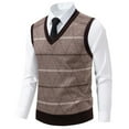 thumbnail image 2 of AnuYalue Thick Argyle Sweater Vests Mens Lightweight Slim Fit Pullover Knitted Casual Soft Comfy V-Neck Knitwear, 2 of 5