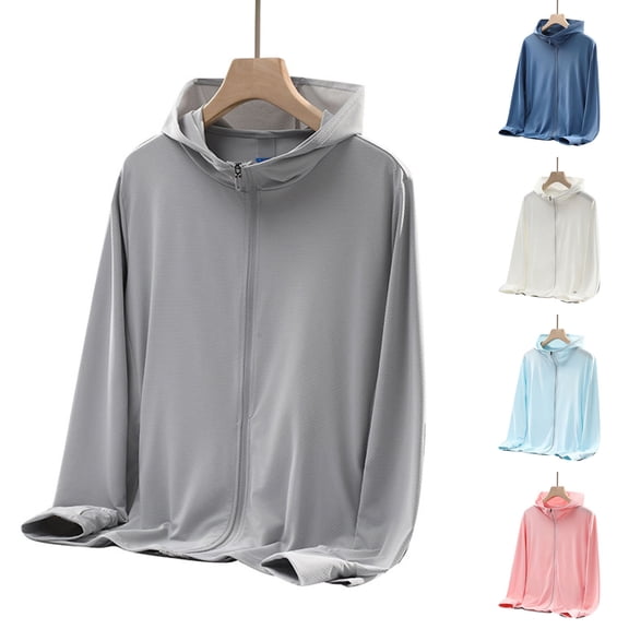 Hvyesh Mens UPF 50 Sun Protection Coats Lightweight Full Zip Hoodie Jacket Outdoor Long Sleeve Fishing Hiking Shirt