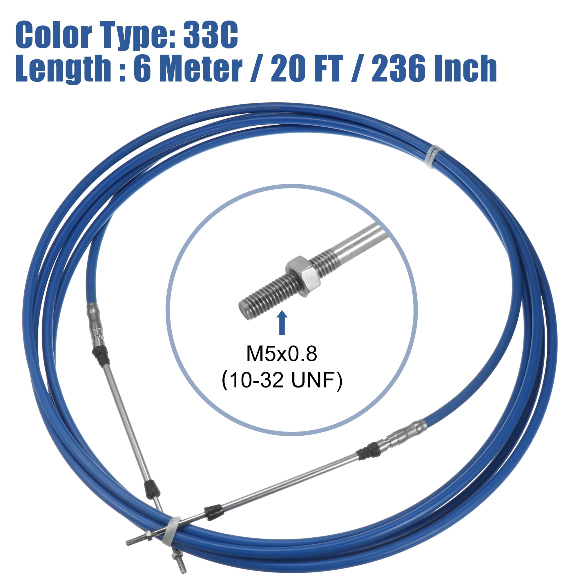 Unique Bargains 2pcs 20ft 6 M 236" Marine 33C Throttle Control Cable for Outboard Engine