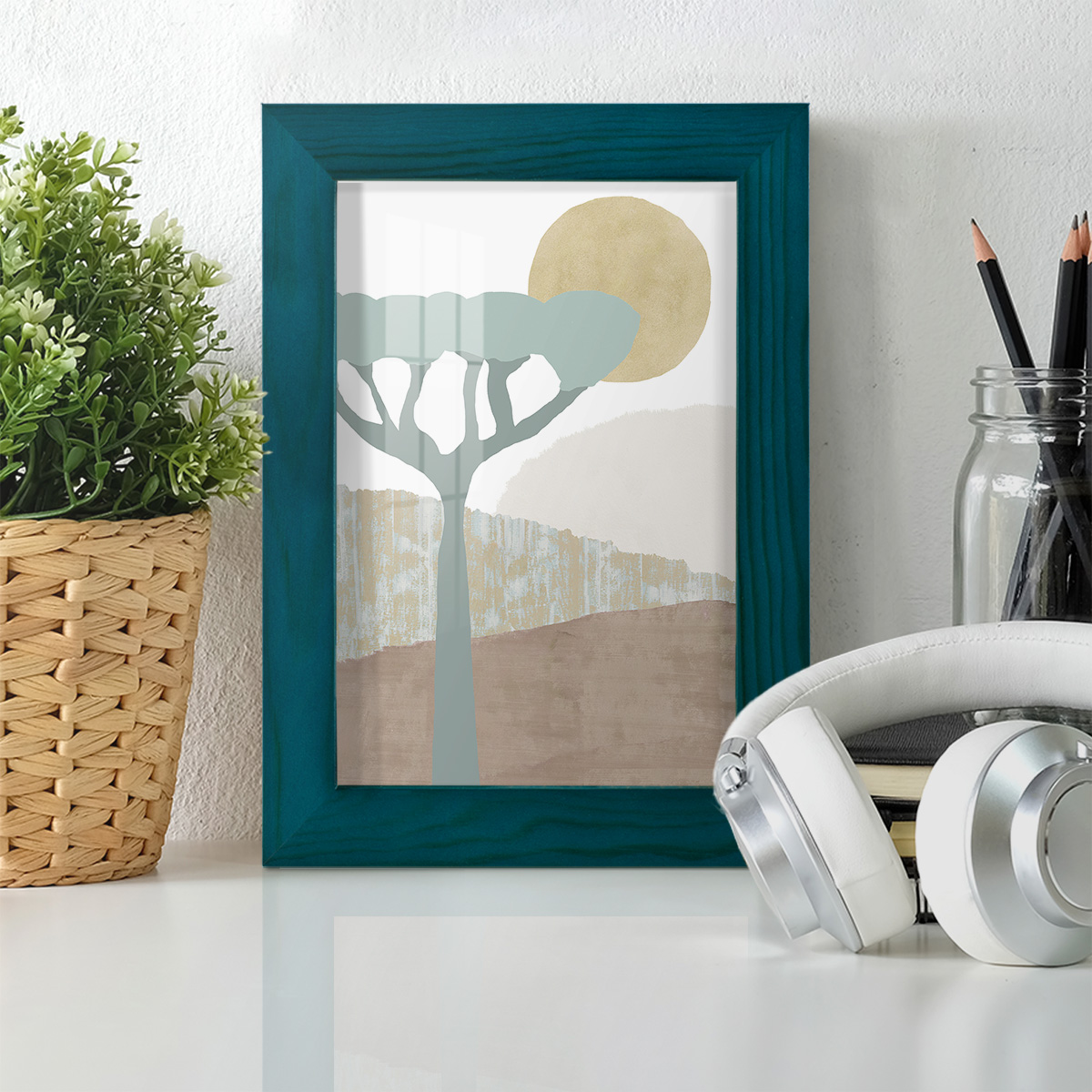 Ennerdale II - Framed Print w/glass - Ocean Blue