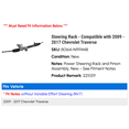 thumbnail image 2 of Steering Rack - Compatible with 2009 - 2017 Chevy Traverse 2010 2011 2012 2013 2014 2015 2016, 2 of 3