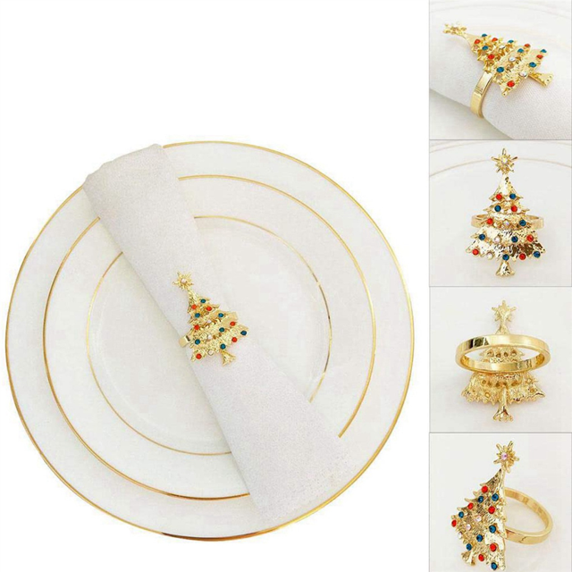 24Pcs Christmas Napkin Button Napkin Ring Napkin Ring Cloth Ring Diamond Christmas Napkin Rings