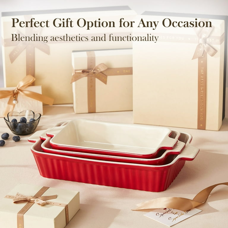 DISH// セット vancasso Baking Dish Set, Ceramic Bakeware Sets of 3, Casserole