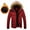 Red, variant on UTTOASFAY Men Outdoor Warm Winter Thick Jacket Hooded Coat Jacket with Zipper Pocket Khaki XXL