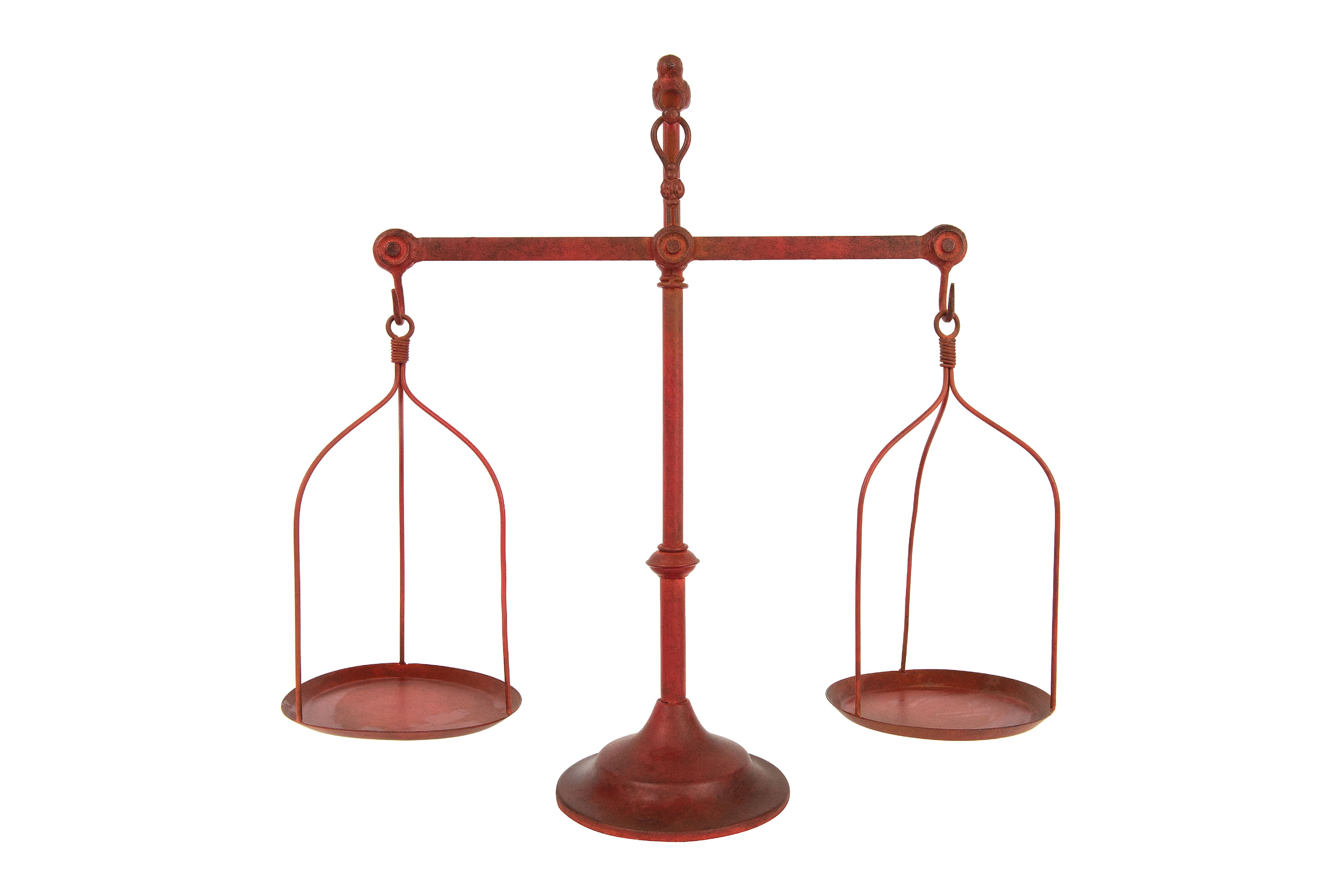 Woven Paths Red Decorative Antique Iron Balance Scale with Bird