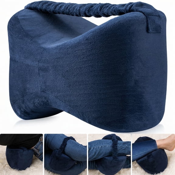 Haundry Relief from Sciatica Pain, Back/Leg Pain Memory Foam Pregnancy Pillow for Side Sleepers, Blue