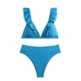 thumbnail image 4 of Swimsuits for Big Busted Women Under 20$ - Sky Blue Ruffle Bikini Hontri Women's Bikini Set with Ruffles And High Waist Sexy Two Piece Swimsuit Swimwear, 4 of 9