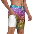 thumbnail image 3 of Picia Glitter Rainbow pattern Mens Swim Trunks with Compression Liner Stretch Beach Shorts Quick Dry with Zipper Pockets No-Chafing Board Shorts-XX-Large, 3 of 9