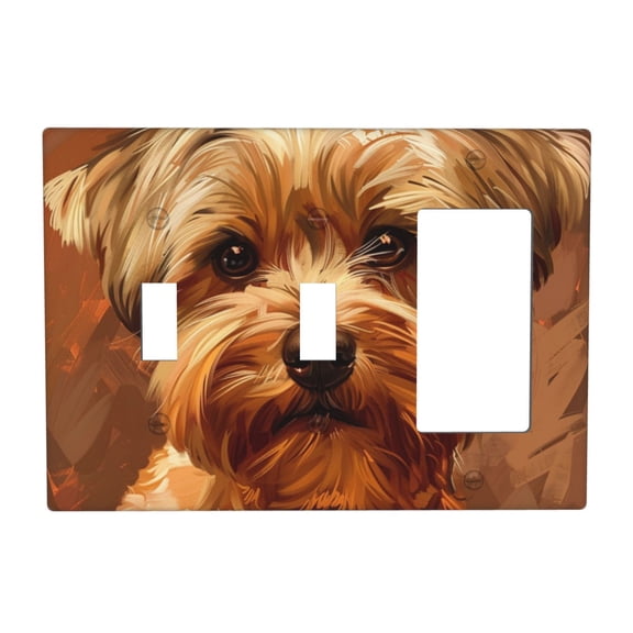 Cute Dog (2) Switch Cover Decorative Wall Plate 3-Gang 2-Toggle 1-Decor Standard Size