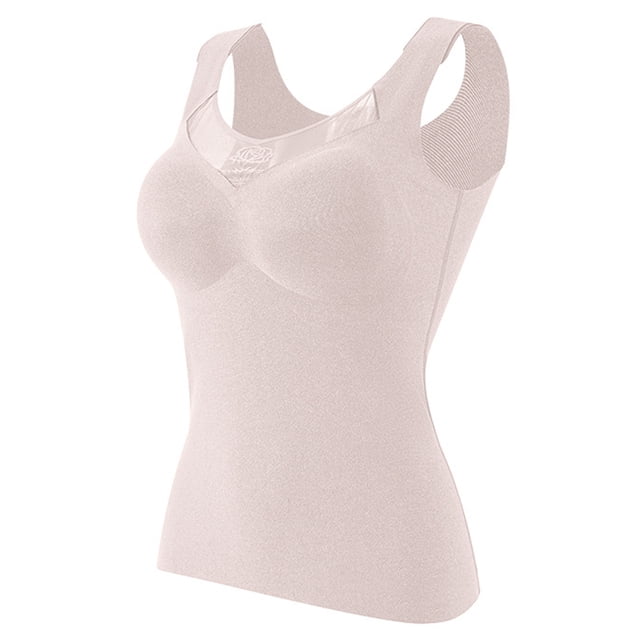 Top de ropa interior térmica para mujer Tops con sujetador incorporado Camisa de invierno de capa básica, 2XL