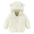 thumbnail image 2 of Kovlvoll Newborn Baby Clothes Girls Boys Sherpa Zipper Jackets Long Sleeve Hooded Infant Winter Fuzzy Thicken Warm Outerwear Coat, 2 of 7