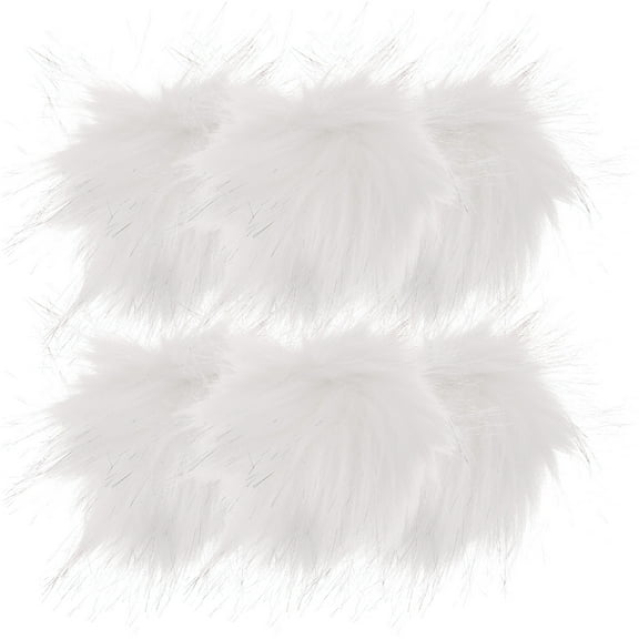 Guiyong 6pcs Faux Fur Pompom Balls DIY Fur Fluffy Pompom for Hats Keychains Scarves Bags Shoe