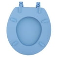 thumbnail image 3 of Standard Vinyl Soft Adjustable Hinges Toilet Seat with Close Lid, Light Blue, 3 of 5