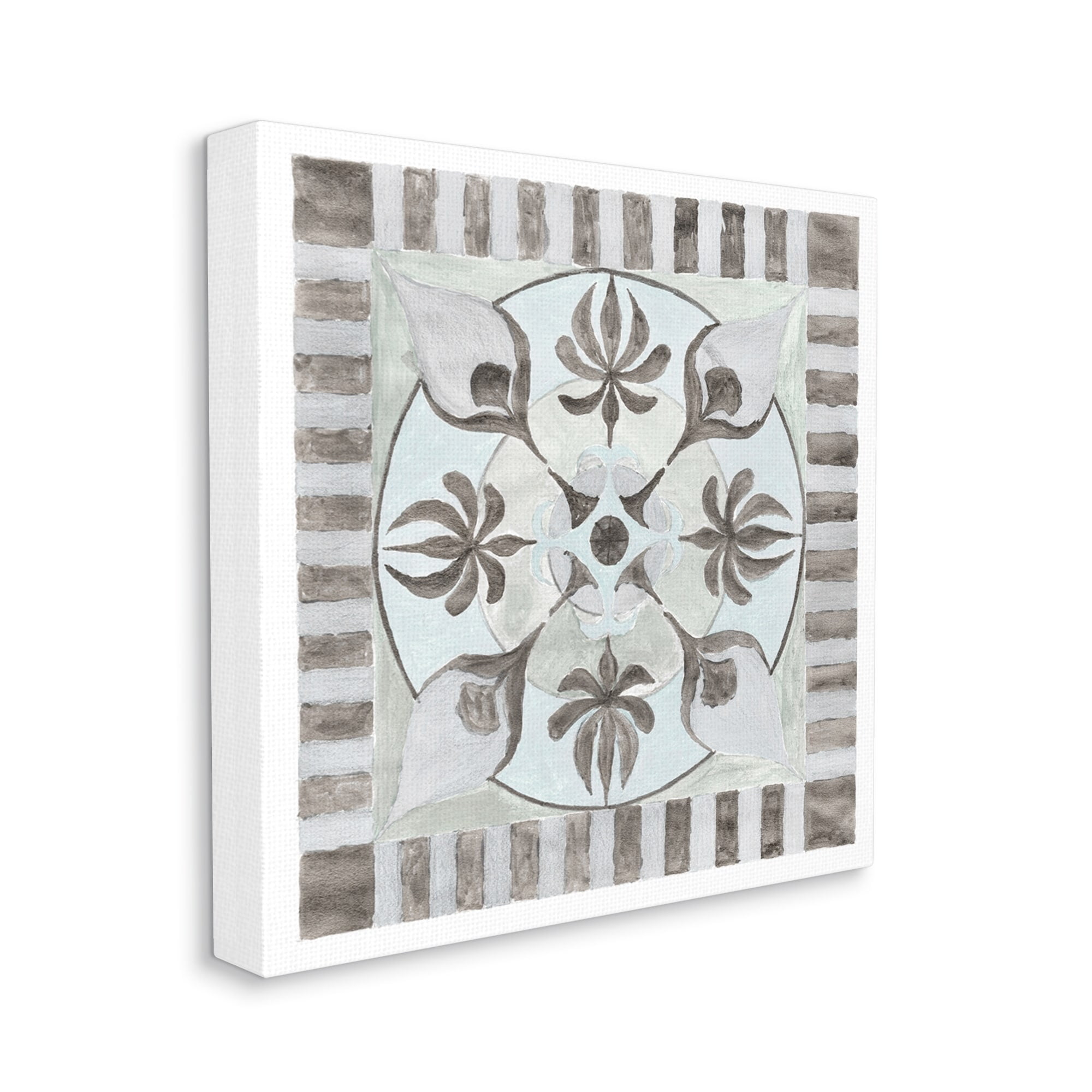 Stupell Industries Bohemian Floral Symmetry Pattern Abstract Painting Gallery Wrapped Canvas Print Wall Art