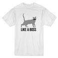 thumbnail image 1 of T-shirt Blanc pour Homme avec Citation Graphique « Like A Boss Cat Moustache », 1 of 1