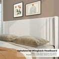 thumbnail image 4 of Asofer Queen Bed Frame, Upholstered Platform w/Wingback Headboard & Wood Slats - Quiet, White, 4 of 9