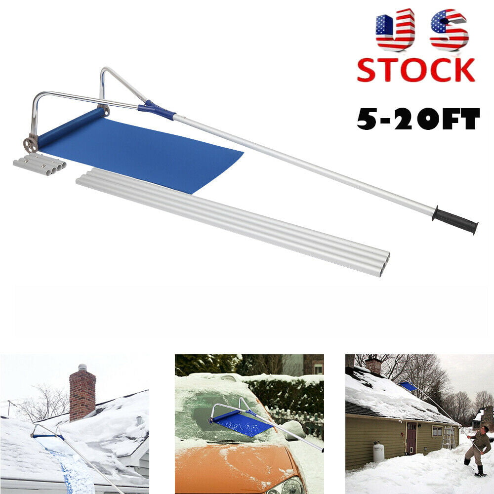 20ft Snow Removal Roof Snow Rake Aluminium Alloy Adjustable Handle with Wheels 