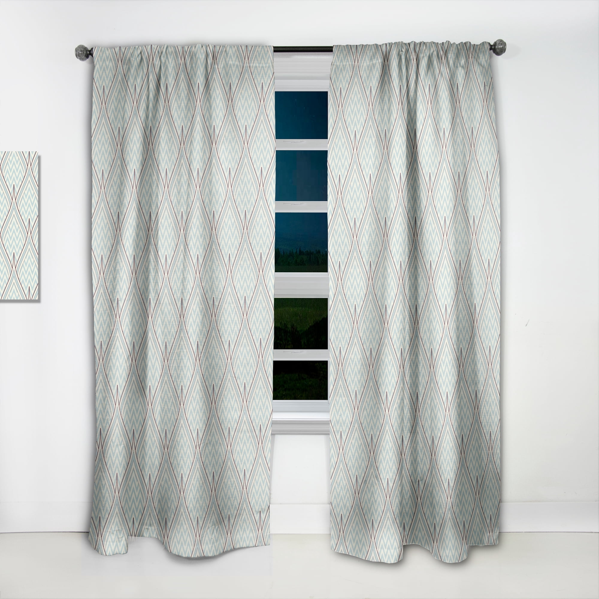 Designart 'Decorative Elements with Ornament' Mid-Century Modern Curtain Panel