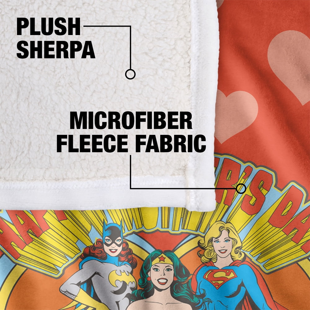 Justice League Blanket, 50"x60" Batgirl, Wonder Woman, Supergirl Mother's Day Silky Touch Sherpa Back Super Soft Throw Blanket