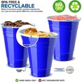 thumbnail image 3 of Stock Your Home Blue Plastic Cups Disposable, 16oz (100 Count) Heavy-Duty, Large Party Cup Pack Bulk Pack for Drinking Punch, Soda, Wine, Beer, 4th of July, Halloween, 3 of 7