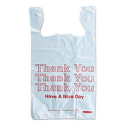 Monarch 925128 Plastic Thank You - Have a Nice Day Shopping Bags, White