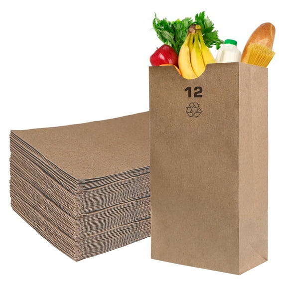 [2000 Count] Large Brown Kraft Paper Bag (12 lb) - Paper Lunch Bags, Snacks, Gift Bags, Grocery, Merchandise, Party Bags (7 1/16 x 4 1/2 x 13 3/4 in.) (12 Pound Capacity) by EcoQuality