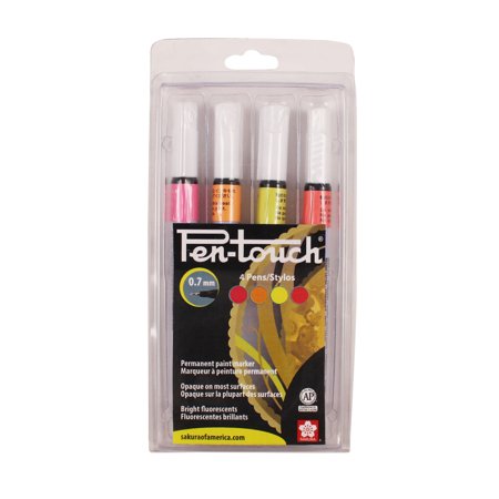 Sakura Pentouch Fluorescent Marker Set 4-Marker Set - Extra-Fine 25 Pack Of 4 Count