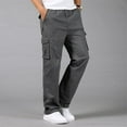 thumbnail image 2 of Mens Cotton Plus Size Pocket Solid Elastic Waist Pants Overall Pants, 2 of 6