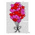thumbnail image 2 of Fab Funky 20x24 Black Ornate Wood Framed with Double Matting Museum Art Print Titled - Valentine Heart Balloon Illustration, 2 of 4