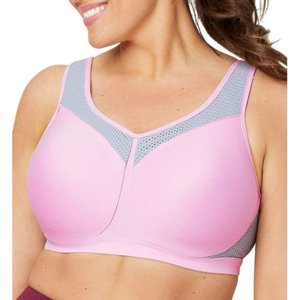Women's Glamorise 9066 Underwire High Impact Sports Bra (Pink/Grey