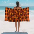 thumbnail image 2 of Fall Maple Leaf Beach Towels Blanket Soft&Absorbent Quick Dry Microfiber Thanksgiving Orange Black Plaid Pool Towels for Swimming ,Yoga, Sports, Gym, Camping,Large 30X60in,, 2 of 8