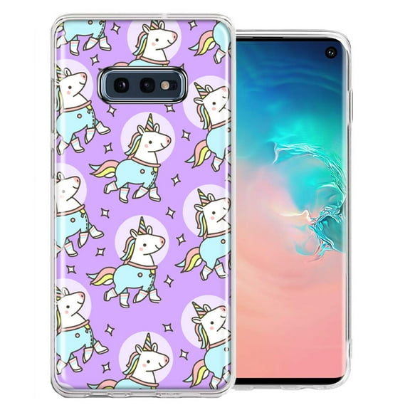 MUNDAZE For Samsung Galaxy 10e Cute Unicorns Purple Design Double Layer Phone Case Cover