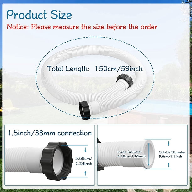 Manguera Interconexión Bomba Filtro Arena Piscina – Repuesto 40.6cm, Diámetro 3.8cm, Compatible Con Intex Y Otros