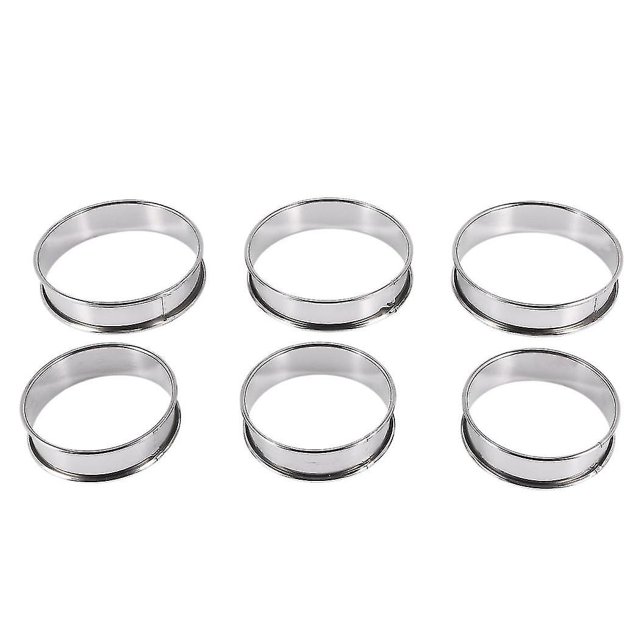 6 Pack Double Rolled English Muffin Rings,stainless Steel Crumpet Rings,heat-resistant Tart Rings,r