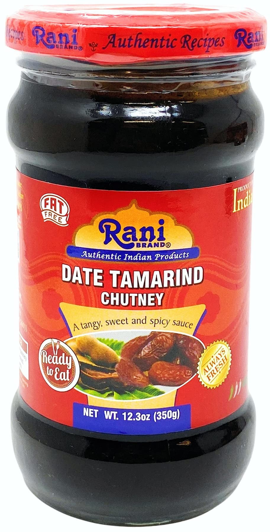 Rani Dates & Tamarind (Imli) Chutney 12.3oz (350g) Glass Jar, Ready to eat, Vegan ~ Gluten Free | NON-GMO | No Colors | Indian Origin
