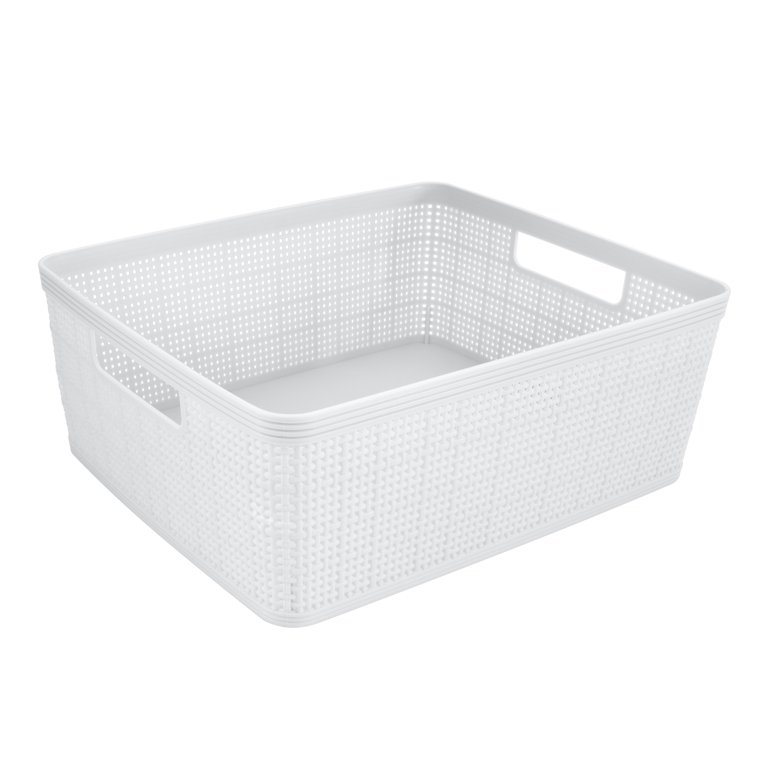 Eslite Plastic Storage Baskets for Organizing,11.42X9X4.7,Pack of 4  (White)