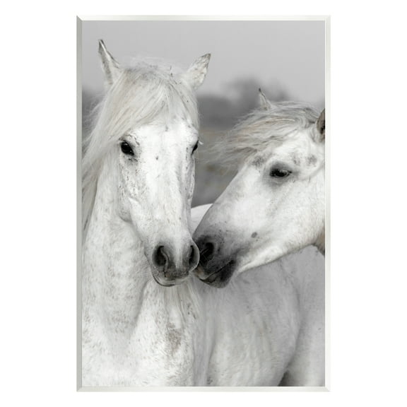 Stupell Industries White Horse Pair Animals & Insects Photography Unframed Art Print Wall Art, 10 x 15