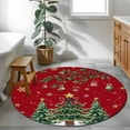 thumbnail image 3 of Round Rug 3.3Ft Washable Non-Slip, Christmas Tree Circle Area Rugs for Living Room Bedroom, Red Winter Xmas Ball Berry Snowflakes Indoor Floor Mats Carpet Runner for Home Decor Aesthetic, 3 of 8