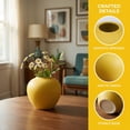 thumbnail image 2 of Unique Bargains Modern Ceramic Home Decor Small Ribbed Bud Vase Yellow 4.3" x 4.3" x 4", 2 of 5