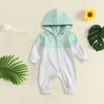 thumbnail image 3 of Mnyotv Infants Baby Boys Jumpsuits Hooded Long Sleeve Zip Rompers Infants Spring Fall Clothes Size 12-18 Months, 3 of 6
