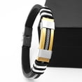 thumbnail image 3 of Brazalete Punky Hugo Silicona Acero Inoxidable Oro Negro, 3 of 4